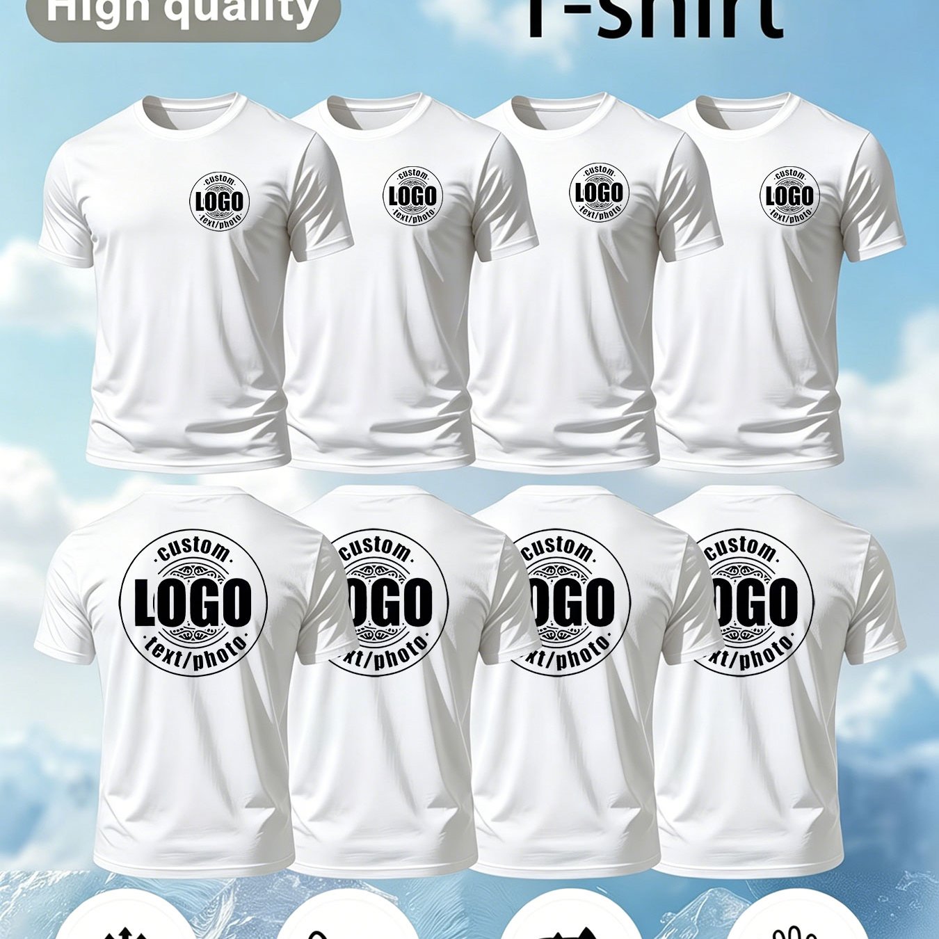 Men Formal Wear Top - 4 PCS Customized Lightweight Breathable Round-Neck