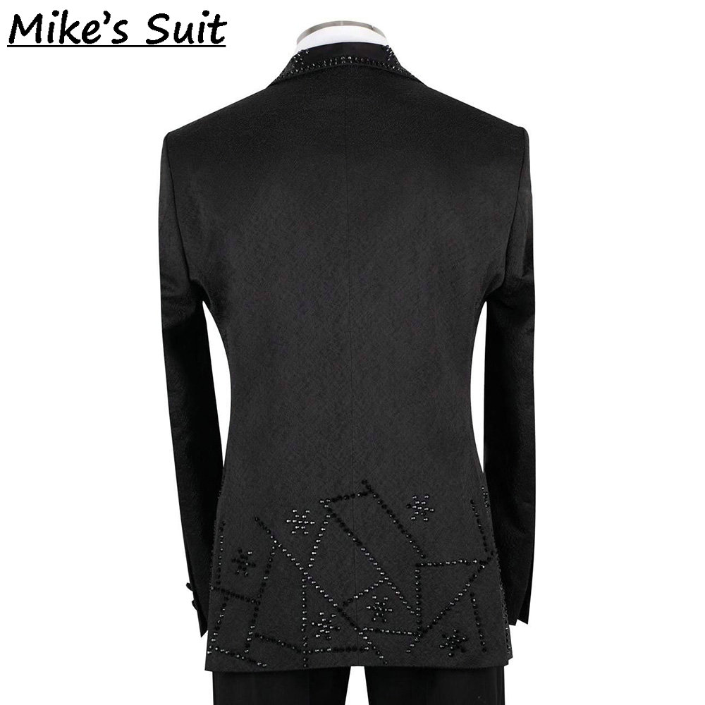 Black Jacquard Gems Beading 2  - Formal Wear For Men Black Suit recension och pris