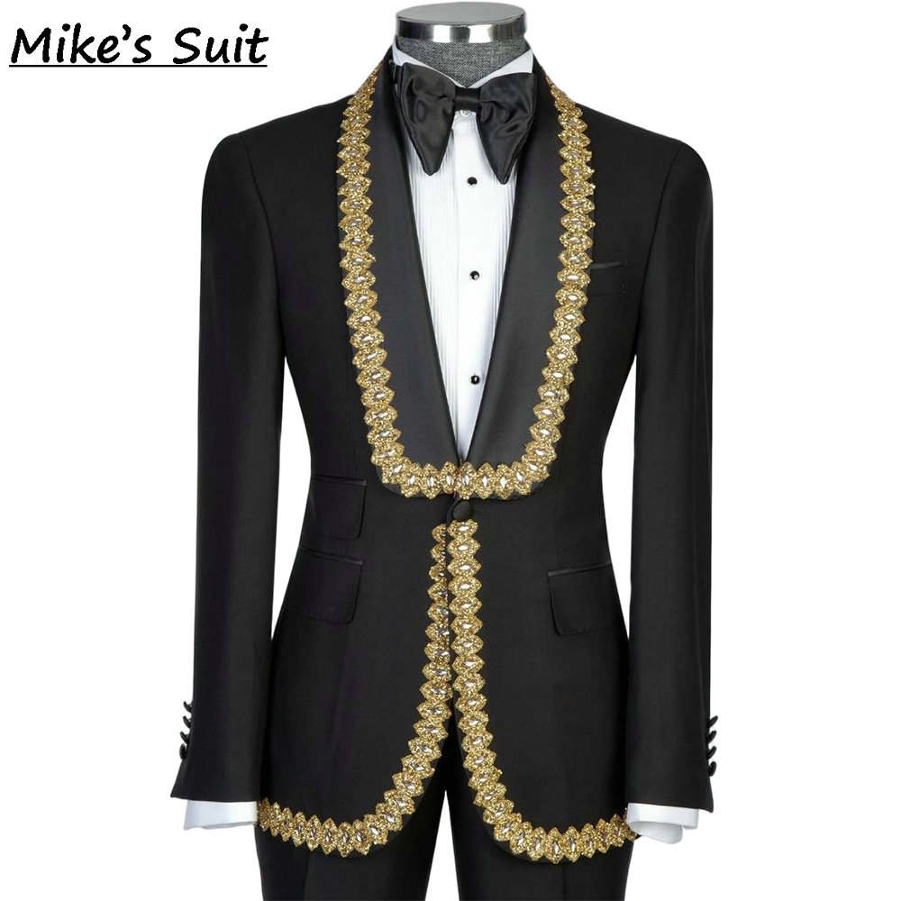 Black Formal Men Suits Gold Ed - Formal Wear For Men Black Suit recension och pris