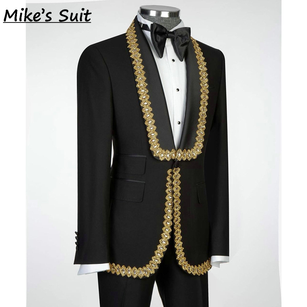 Black Formal Men Suits Gold Ed - Formal Wear For Men Black Suit recension och pris