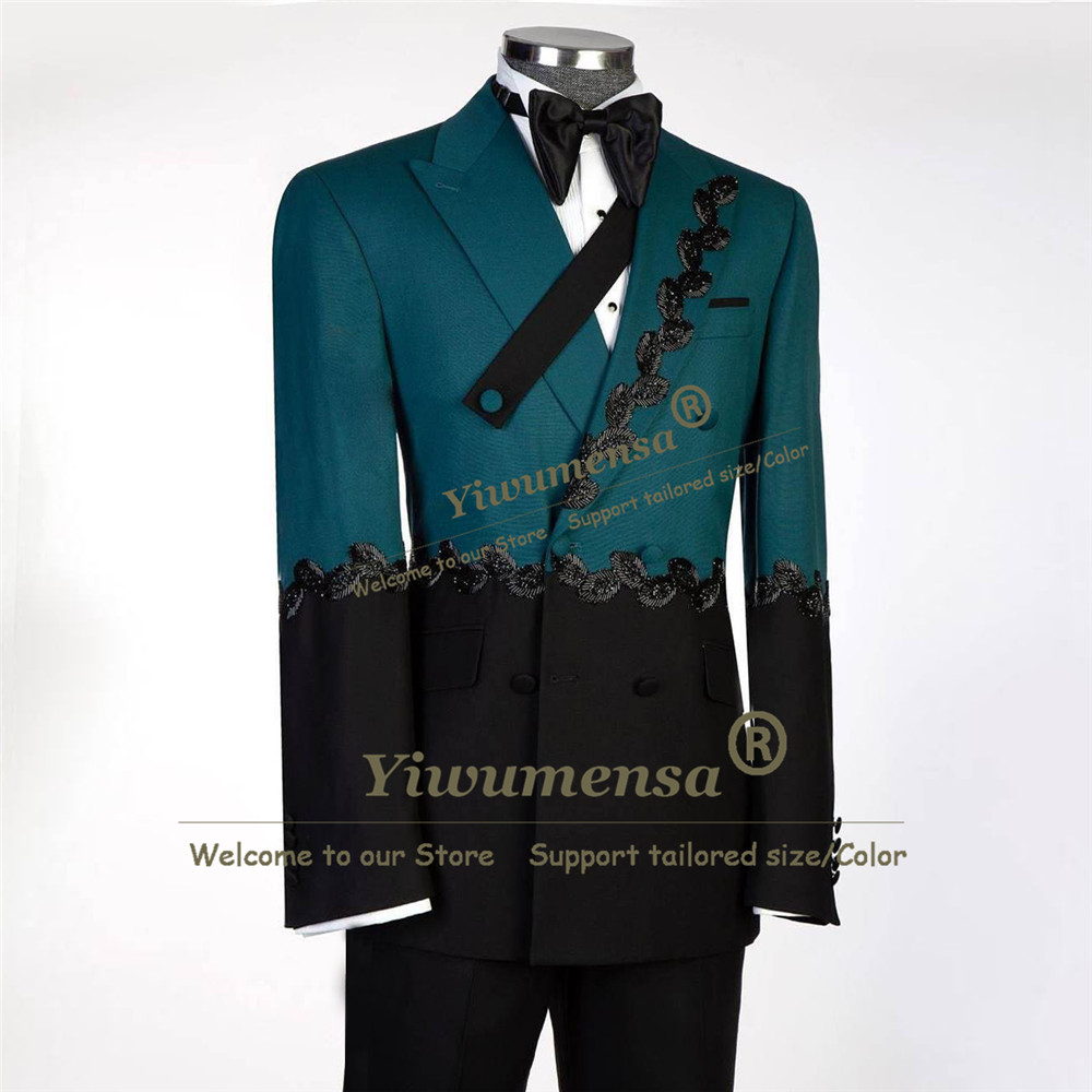 Unique Design Suits Men Splice - Formal Wear For Men Black Suit recension och pris