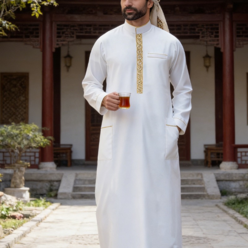 Arabic Mens Thobe Embroidered  - Arabic Formal Wear Men recension och pris