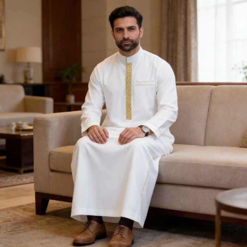 Arabic Mens Thobe Embroidered  - Arabic Formal Wear Men recension och pris